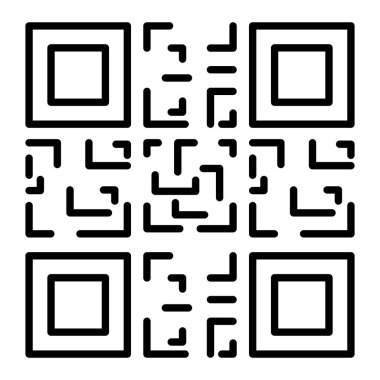 QR Kod Simgesi, Basit Siyah ve Beyaz Vektör İllüstrasyonu