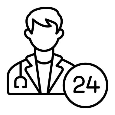 Saat çizgisi simgesi, Basit Siyah ve Beyaz Vektör İllüstrasyonu