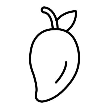 Mango Simgesi, Basit Siyah ve Beyaz Vektör İllüstrasyonu