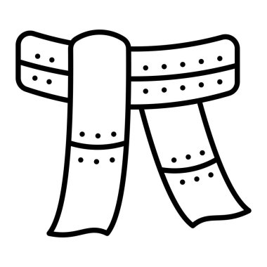 Eşarp Simgesi, Basit Siyah ve Beyaz Vektör İllüstrasyonu