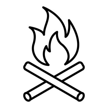 Alev Simgesi, Basit Siyah ve Beyaz Vektör İllüstrasyonu