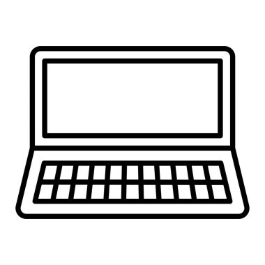 dizüstü bilgisayar Simgesi, Basit Siyah ve Beyaz Vektör İllüstrasyonu