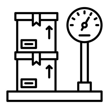 Ağırlık Ölçekleme çizgisi simgesi, Basit Siyah ve Beyaz Vektör İllüstrasyonu