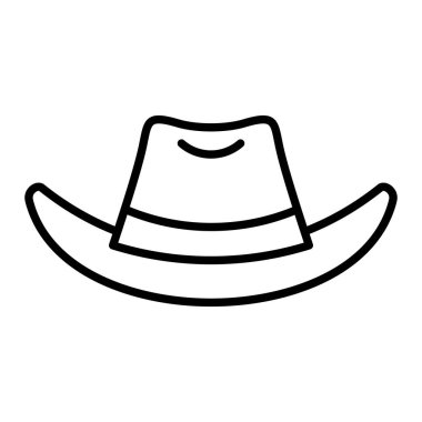 Şapka Simgesi, Basit Siyah ve Beyaz Vektör İllüstrasyonu