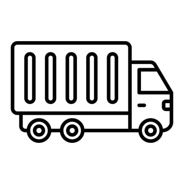 Kamyon Simgesi, Basit Siyah ve Beyaz Vektör İllüstrasyonu