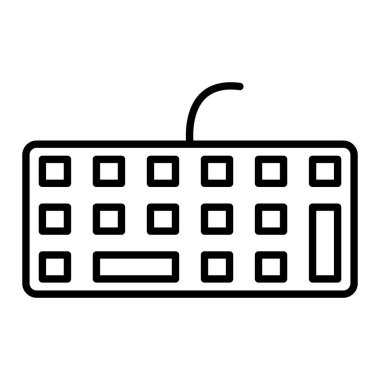 Klavye Simgesi, Basit Siyah ve Beyaz Vektör İllüstrasyonu