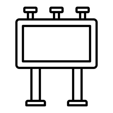 Billboard Simgesi, Basit Siyah ve Beyaz Vektör İllüstrasyonu