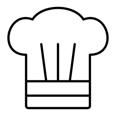 Şef Şapka Simgesi, Basit Siyah ve Beyaz Vektör İllüstrasyonu
