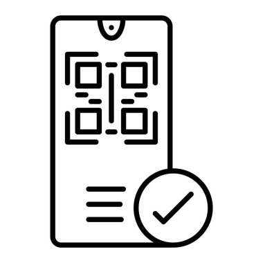 Qr Kod satır simgesi, Basit Siyah ve Beyaz Vektör İllüstrasyonu