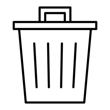 Çöp Simgesi, Basit Siyah ve Beyaz Vektör İllüstrasyonu