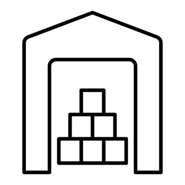 Depo Simgesi, Basit Siyah ve Beyaz Vektör İllüstrasyonu