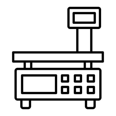 Ağırlık Ölçekleme çizgisi simgesi, Basit Siyah ve Beyaz Vektör İllüstrasyonu