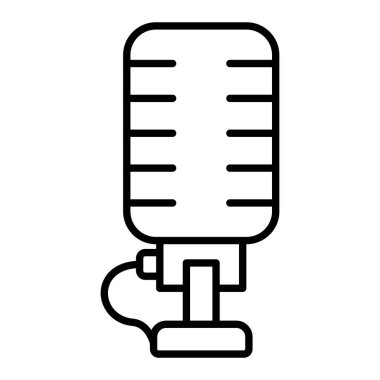 Mikrofon hattı simgesi, Basit Siyah ve Beyaz Vektör İllüstrasyonu