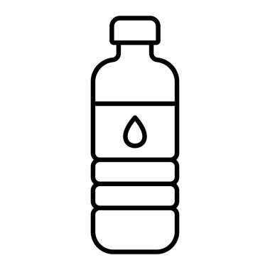 Su Şişe Simgesi, Basit Siyah ve Beyaz Vektör İllüstrasyonu