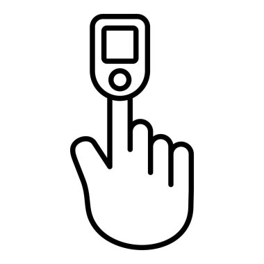 Nabız Oksitleyici Simgesi, Basit Siyah ve Beyaz Vektör İllüstrasyonu