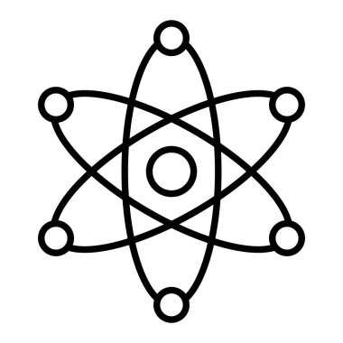 Bilim Sembol Simgesi Simgesi, Basit Siyah ve Beyaz Vektör İllüstrasyonu