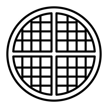 Waffle Simgesi, Basit Siyah ve Beyaz Vektör İllüstrasyonu