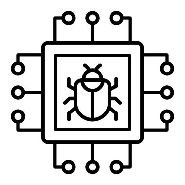 Çip çizgisi simgesi, Basit Siyah ve Beyaz Vektör İllüstrasyonu