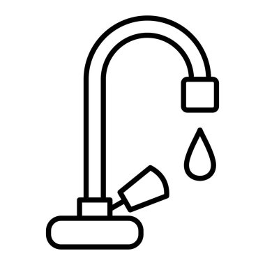 Su Damlası Simgesi, Basit Siyah ve Beyaz Vektör İllüstrasyonu