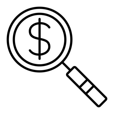 Büyüteç Simgesi, Basit Siyah ve Beyaz Vektör İllüstrasyonu