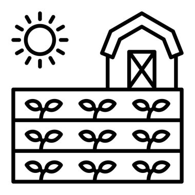 Alan çizgisi simgesi, Basit Siyah ve Beyaz Vektör İllüstrasyonu