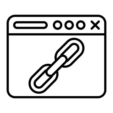 Bağlantı Simgesi, Basit Siyah ve Beyaz Vektör İllüstrasyonu