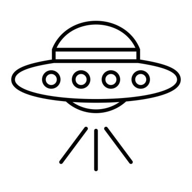 Ufo Simgesi, Basit Siyah ve Beyaz Vektör İllüstrasyonu