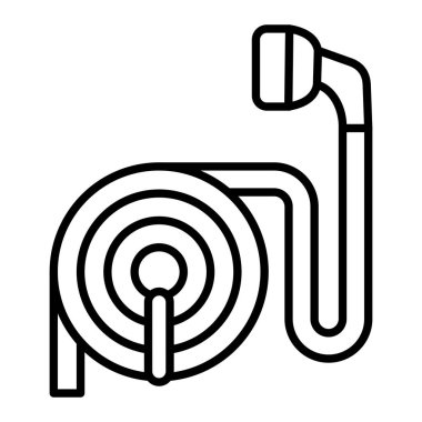 Hortum Simgesi, Basit Siyah ve Beyaz Vektör İllüstrasyonu