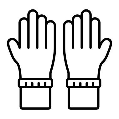 Eldiven Simgesi, Basit Siyah ve Beyaz Vektör İllüstrasyonu