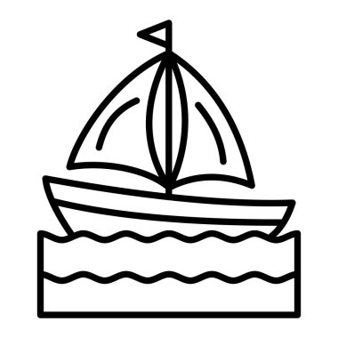 Yelkenli Simgesi, Basit Siyah ve Beyaz Vektör İllüstrasyonu