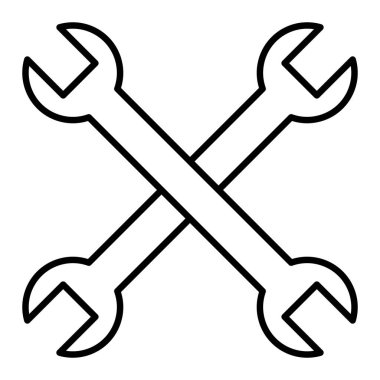 Wrench Simgesi, Basit Siyah ve Beyaz Vektör İllüstrasyonu