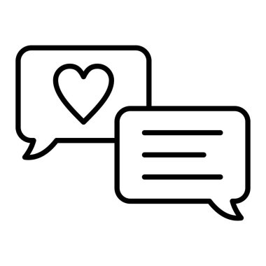 Aşk Sohbeti simgesi, Basit Siyah ve Beyaz Vektör İllüstrasyonu