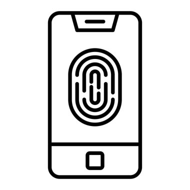 Parmak izi Simgesi, Basit Siyah ve Beyaz Vektör İllüstrasyonu