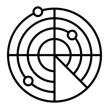 Radar Simgesi, Basit Siyah ve Beyaz Vektör İllüstrasyonu