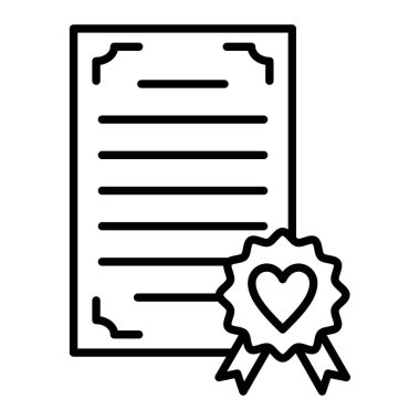 Sertifika Simgesi, Basit Siyah ve Beyaz Vektör İllüstrasyonu