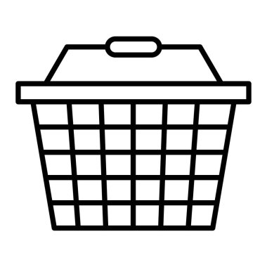 Basket Simgesi, Basit Siyah ve Beyaz Vektör İllüstrasyonu