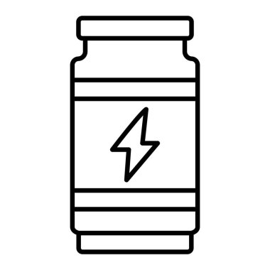 Enerji içeceği Simgesi, Basit Siyah ve Beyaz Vektör İllüstrasyonu