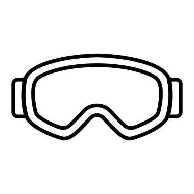 Kayak Gözlüğü Simgesi, Basit Siyah ve Beyaz Vektör İllüstrasyonu
