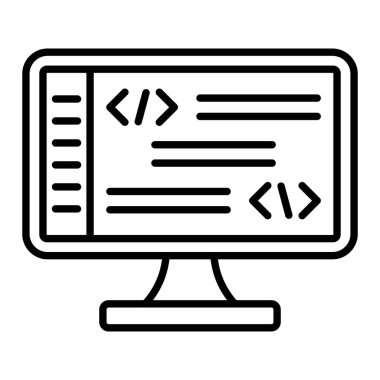 Arka Uç Simgesi, Basit Siyah ve Beyaz Vektör İllüstrasyonu