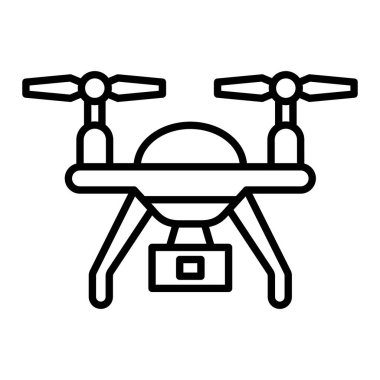 Drone Simgesi, Basit Siyah ve Beyaz Vektör İllüstrasyonu