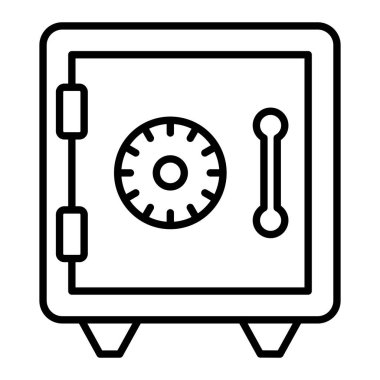Güvenli Kutu Simgesi, Basit Siyah ve Beyaz Vektör İllüstrasyonu