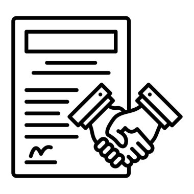 Anlaşma Simgesi, Basit Siyah ve Beyaz Vektör İllüstrasyonu