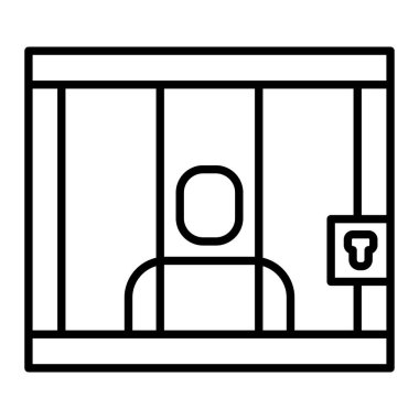 Kriminal çizgi simgesi, Basit Siyah ve Beyaz Vektör İllüstrasyonu