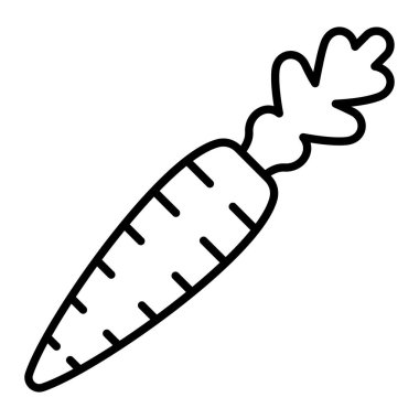 Havuç Simgesi, Basit Siyah ve Beyaz Vektör İllüstrasyonu