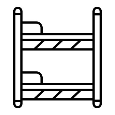 Ranza Yatak Simgesi, Basit Siyah ve Beyaz Vektör İllüstrasyonu