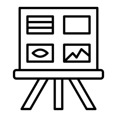 Storyboard Simgesi, Basit Siyah ve Beyaz Vektör İllüstrasyonu