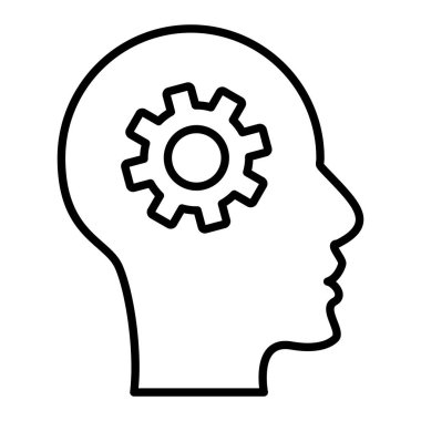 Baş Simge, Basit Siyah ve Beyaz Vektör İllüstrasyonu