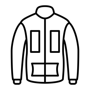 Ceket Simgesi, Basit Siyah ve Beyaz Vektör İllüstrasyonu