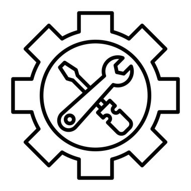 Kamu Hizmetleri Simgesi, Basit Siyah ve Beyaz Vektör İllüstrasyonu