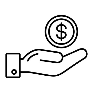 Bağış Simgesi, Basit Siyah ve Beyaz Vektör İllüstrasyonu